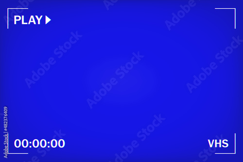 Vector realistic isolated VHS template screen with the blue background.
