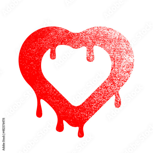 Melting heart symbol. Dripping heart
.Minimal art design . Noise destroyed logo . Trendy defect error shapes . Glitched frame .Broken effect .vector 