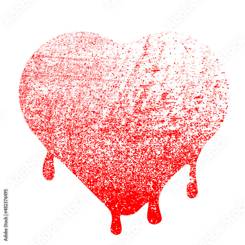 Melting heart symbol. Dripping heart
.Minimal art design . Noise destroyed logo . Trendy defect error shapes . Glitched frame .Broken effect .vector 