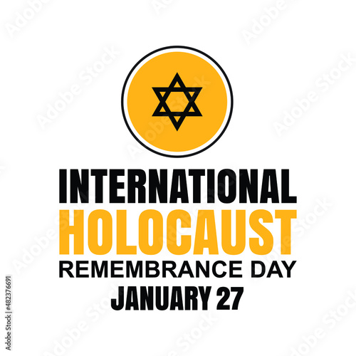 International holocaust remembrance day 27 january, Yellow Star of David holocaust logo stock illustration design