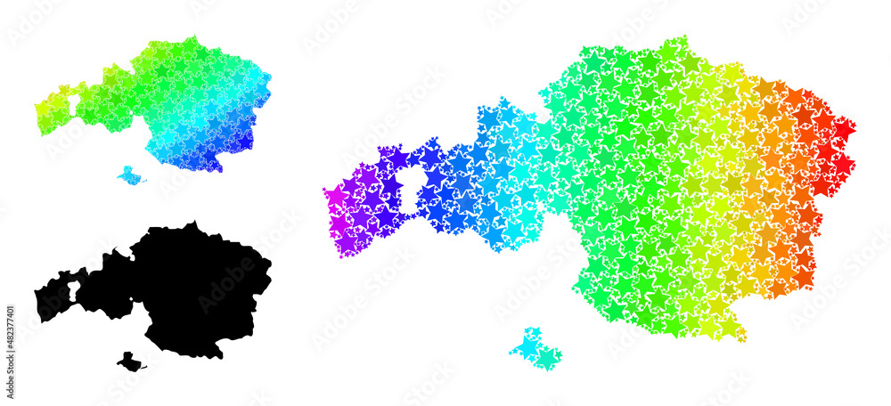 Obraz premium Spectral gradient stars mosaic map of Vizcaya Province. Vector colored map of Vizcaya Province with spectral gradients.