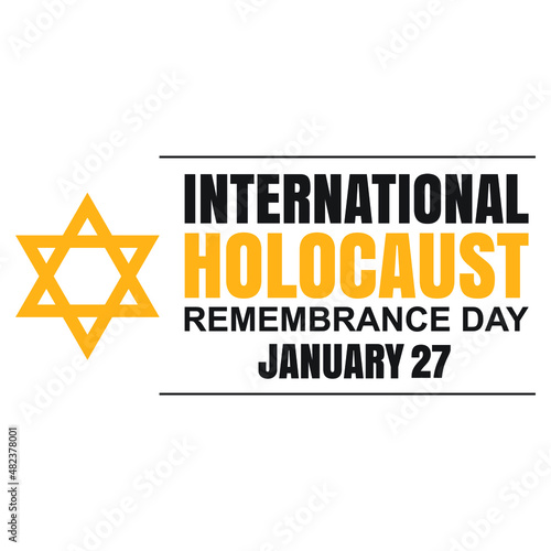 International holocaust remembrance day 27 january, Yellow Star of David holocaust logo stock illustration design