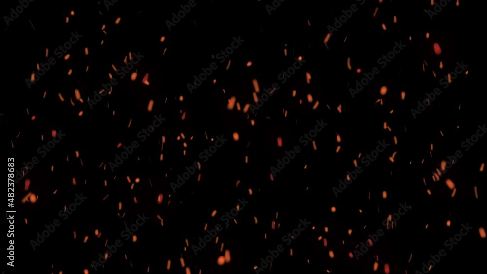 Glowing flying ember, burning ash particles. Hot fire sparks isolated. 4K animation of flying coals from the flame. Glowing flying ember, burning ash particles. Hot fire sparks isolated. 4K animation of flying coals from the flame.