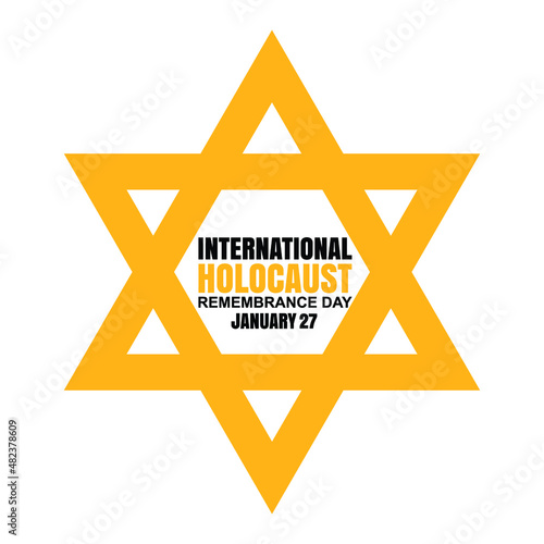 International holocaust remembrance day 27 january, Yellow Star of David holocaust logo stock illustration design