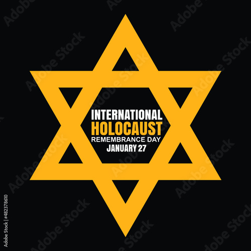 International holocaust remembrance day 27 january, Yellow Star of David holocaust logo stock illustration design