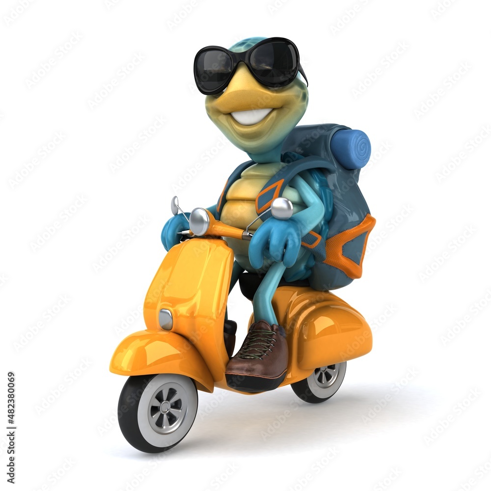 Fun 3D illustration of a blue turtle Fun 3D illustration of a blue turtle