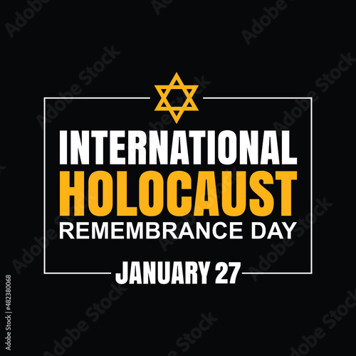 International holocaust remembrance day 27 january, Yellow Star of David holocaust logo stock illustration design