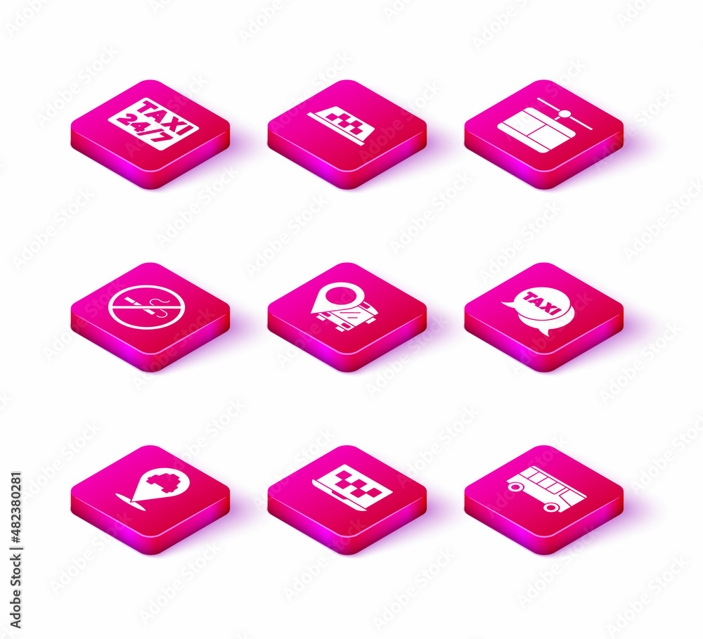Set Location with taxi, Laptop call service, No Smoking, bus, Bus, Taxi telephone, Cable car and roof icon. Vector Set Location with taxi, Laptop call service, No Smoking, bus, Bus, Taxi telephone, Cable car and roof icon. Vector