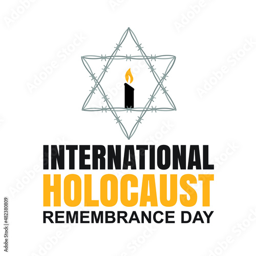 International holocaust remembrance day 27 january, Yellow Star of David holocaust logo stock illustration design