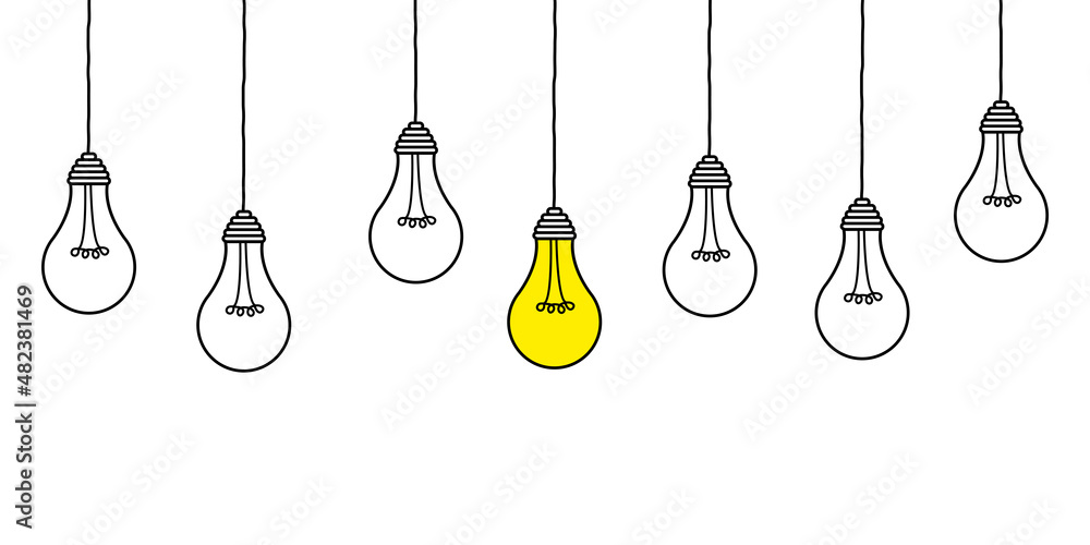 Good idea. Banner light bulb idea concept, creative concept light bulb drawn for stock. Flat style. Vector Good idea. Banner light bulb idea concept, creative concept light bulb drawn for stock. Flat style. Vector
