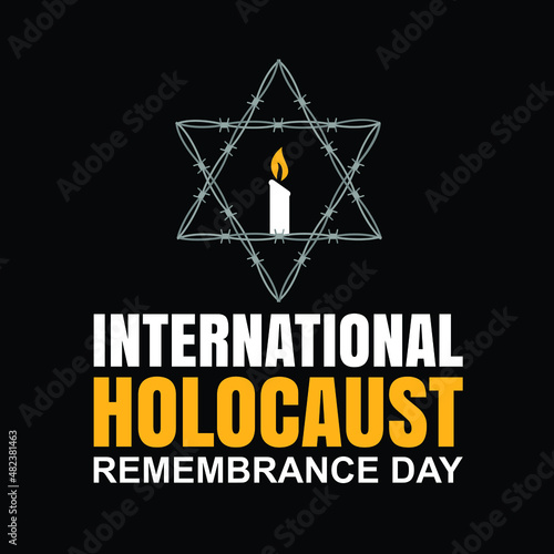 International holocaust remembrance day 27 january, Yellow Star of David holocaust logo stock illustration design