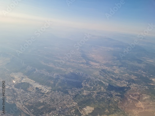 aerial view of the mountains