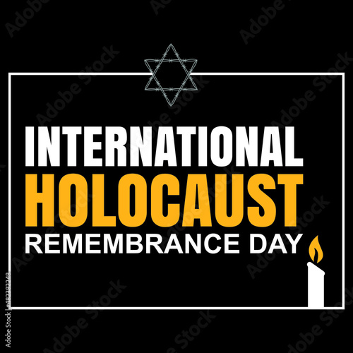 International holocaust remembrance day 27 january, Yellow Star of David holocaust logo stock illustration design