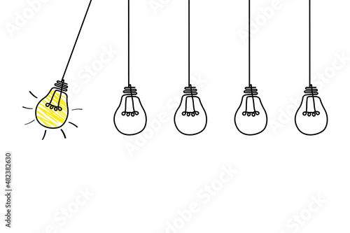 Good idea. Banner light bulb idea concept, creative concept light bulb drawn for stock. Flat style. Vector