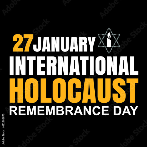 International holocaust remembrance day 27 january, Yellow Star of David holocaust logo stock illustration design