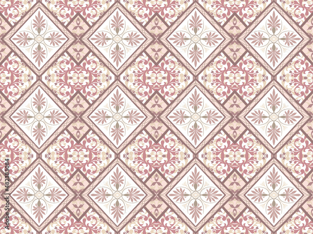 Seamless pattern abstract beautiful antique retro ceramic tile drawing texture decoration