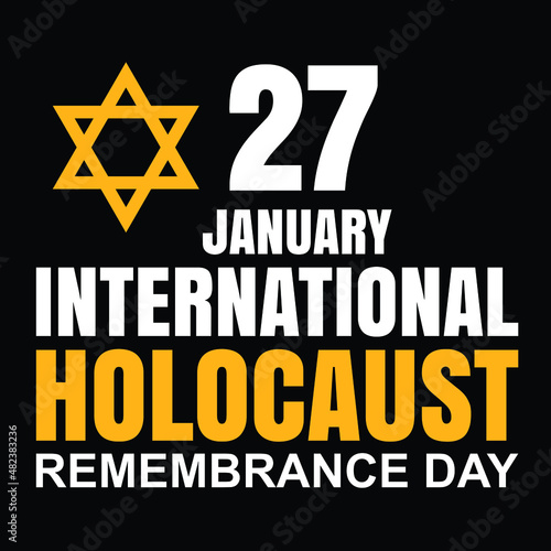 International holocaust remembrance day 27 january, Yellow Star of David holocaust logo stock illustration design