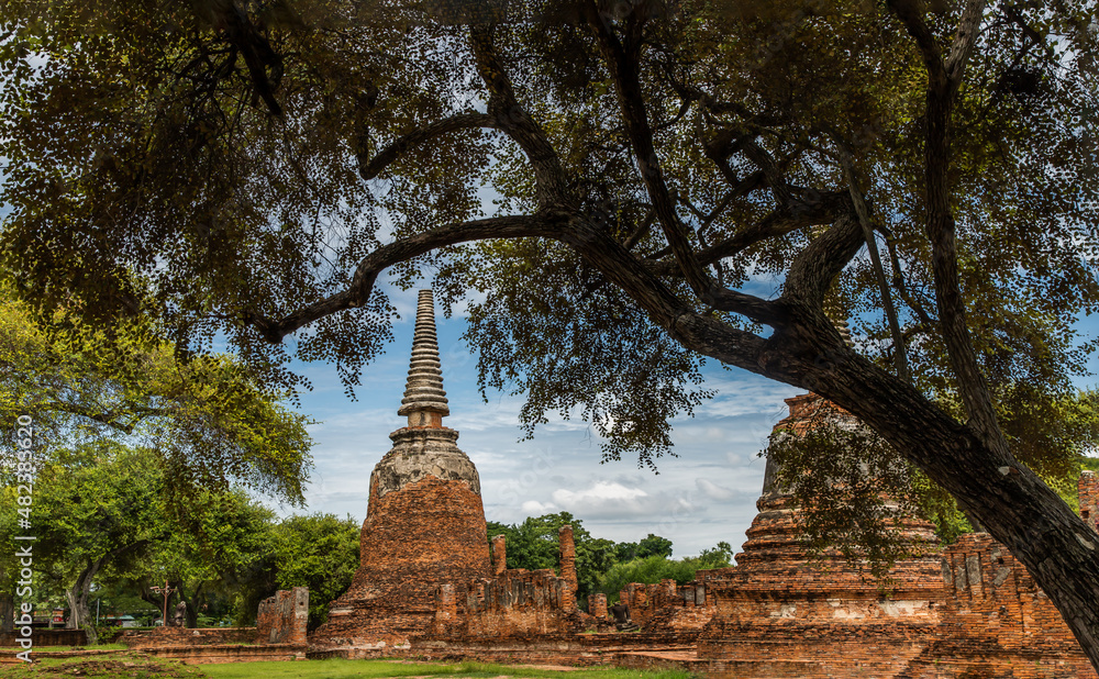 World Heritage Site at Wat Phra Si Sanphet. Ancient city and historical place at Ayutthaya, Thailand, The Ruin of temple. No focus, specifically.