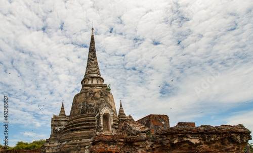 World Heritage Site at Wat Phra Si Sanphet. Ancient city and historical place at Ayutthaya, Thailand, The Ruin of temple. No focus, specifically.