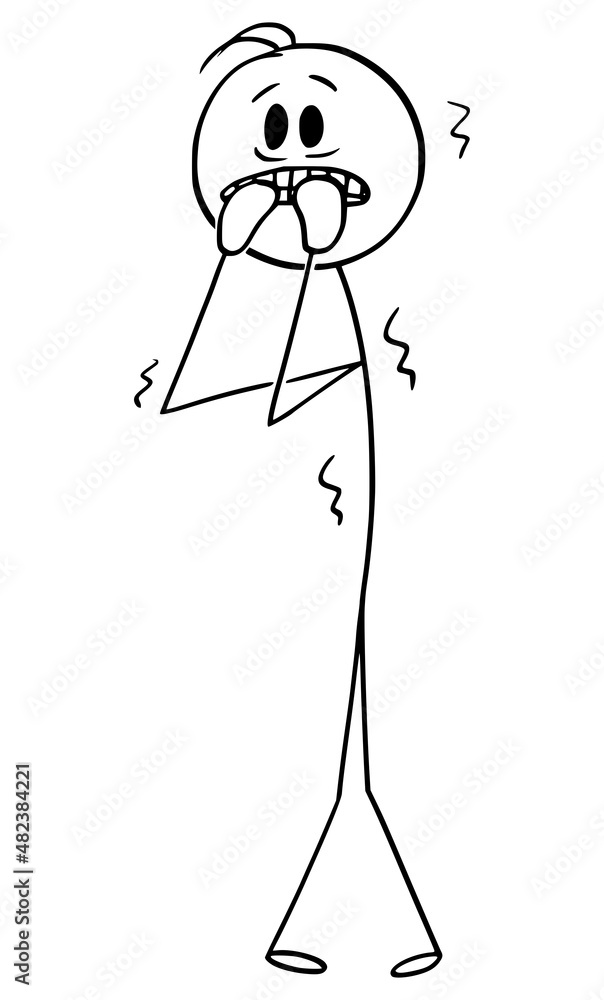Frightened Person Facing Horror, Vector Cartoon Stick Figure ...