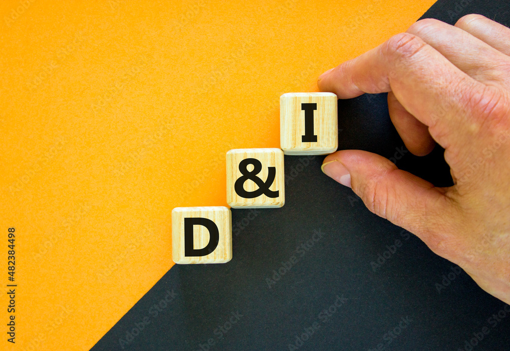 D and I, Diversity and inclusion symbol. Concept words D and I