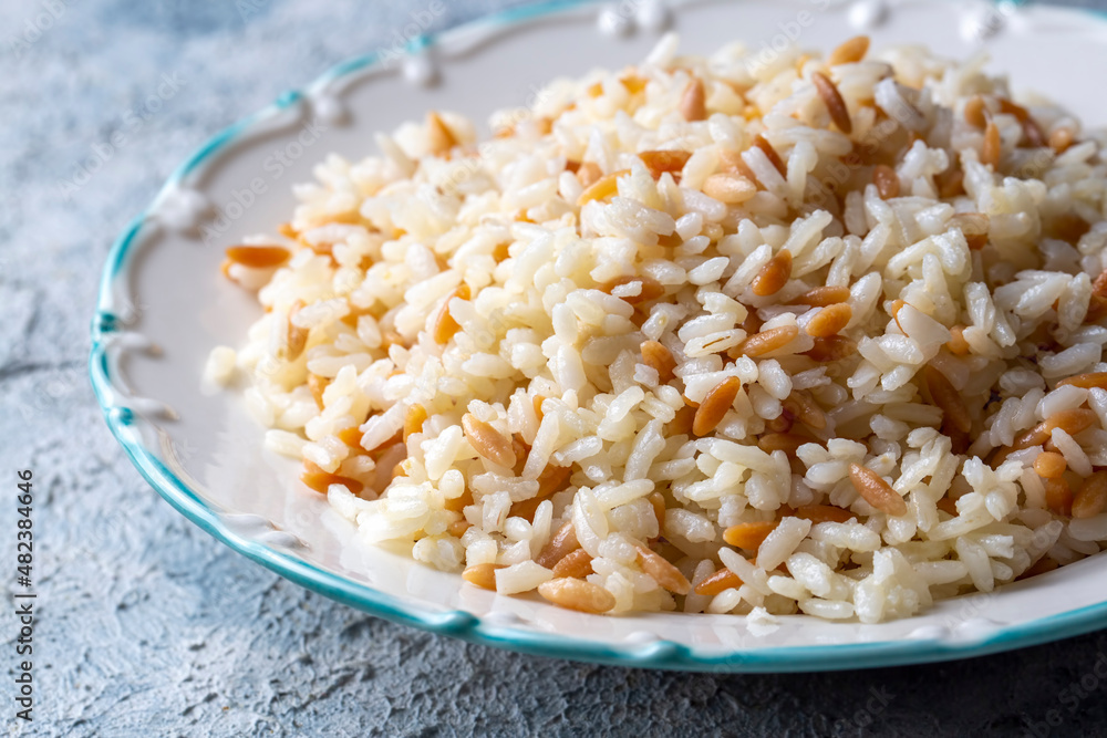 Traditional delicious Turkish food; Turkish style rice pilaf (Turkish name; Arpa sehriyeli pirinc pilavi) Traditional delicious Turkish food; Turkish style rice pilaf (Turkish name; Arpa sehriyeli pirinc pilavi)