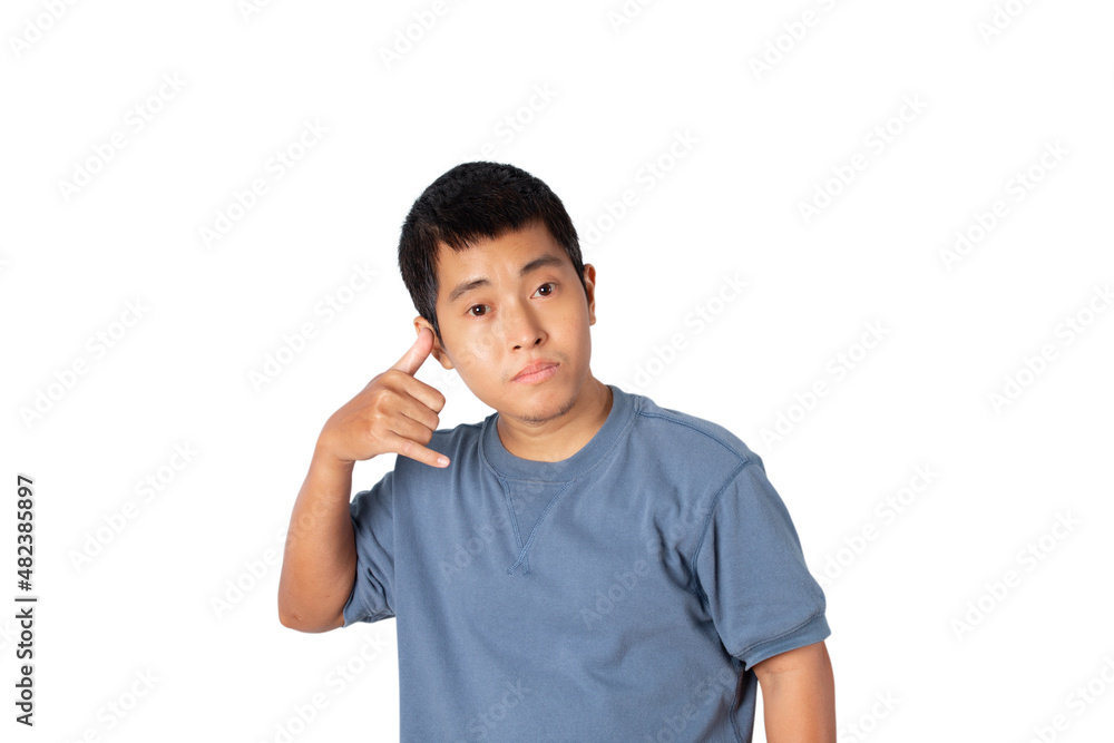 Man making call me gesture with hand isolated on white background. Man making call me gesture with hand isolated on white background.