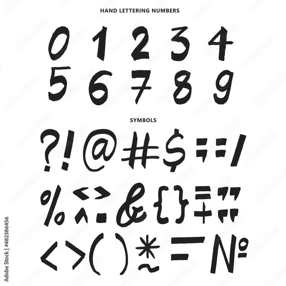 Set of vector numbers. Hand-drawn lettering numbers and symbols. Sale. Off. Modern calligraphy. Font isolated on white background. Marker handwritten font. Set of vector numbers. Hand-drawn lettering numbers and symbols. Sale. Off. Modern calligraphy. Font isolated on white background. Marker handwritten font.