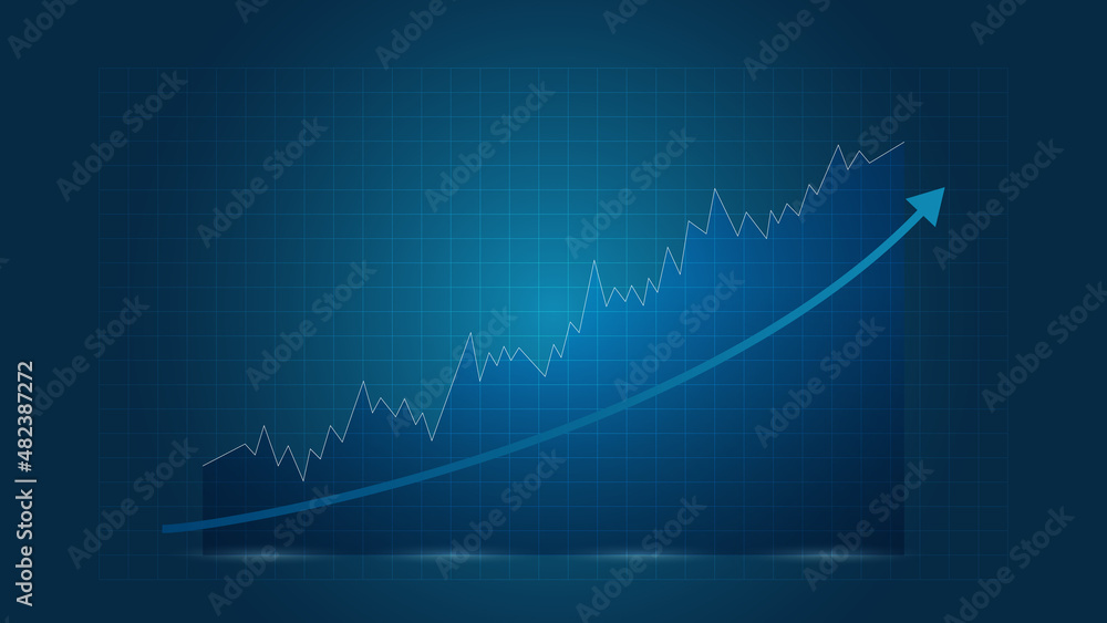 line graph with uptrend arrow show stock market price or financial investment profit. business management background concept line graph with uptrend arrow show stock market price or financial investment profit. business management background concept