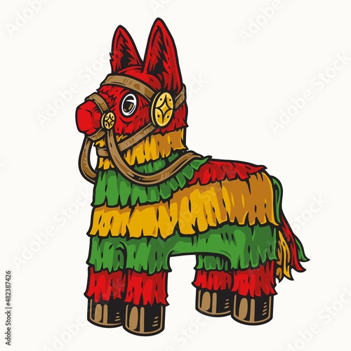 Colorful horse pinata in vintage style