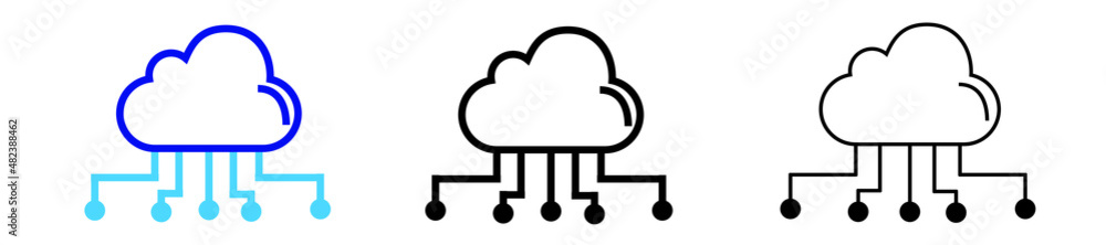 cloud computing icon in different style vector illustration. two colored and black cloud computing vector icons designed in filled, outline, line and stroke style can be used for web, mobile, ui cloud computing icon in different style vector illustration. two colored and black cloud computing vector icons designed in filled, outline, line and stroke style can be used for web, mobile, ui