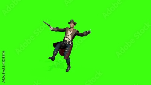 3D Pirate Shoots , Animation , Green Background , loop