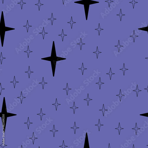 Seamless pattern with star in dark sky very peri vector