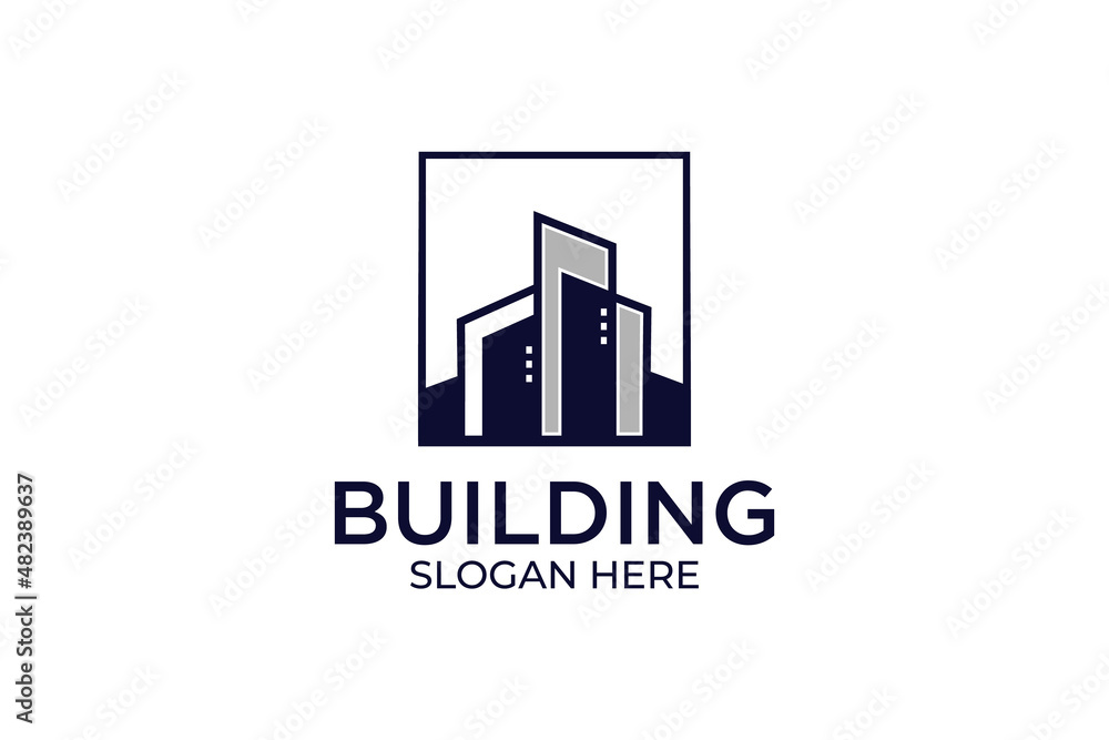 simple and minimalist building logo set