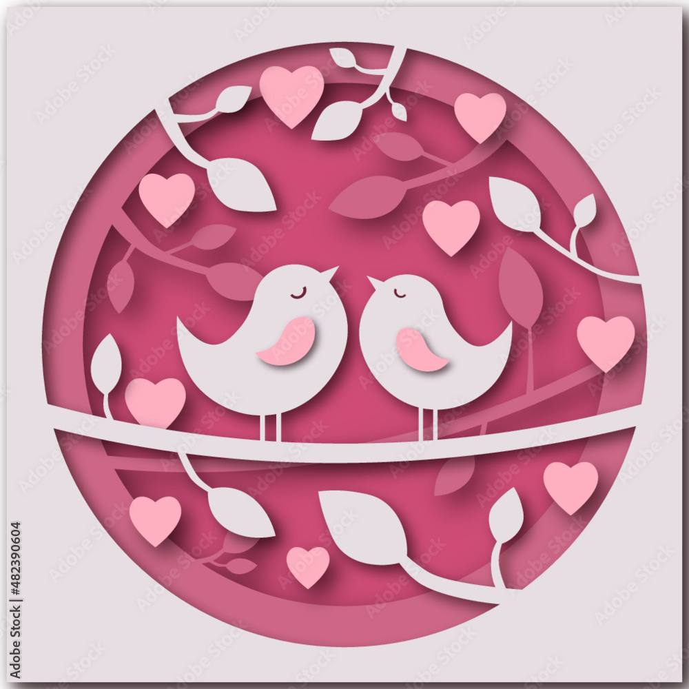 Papercut illustration. Valentine's Day. Papercut illustration. Valentine's Day.