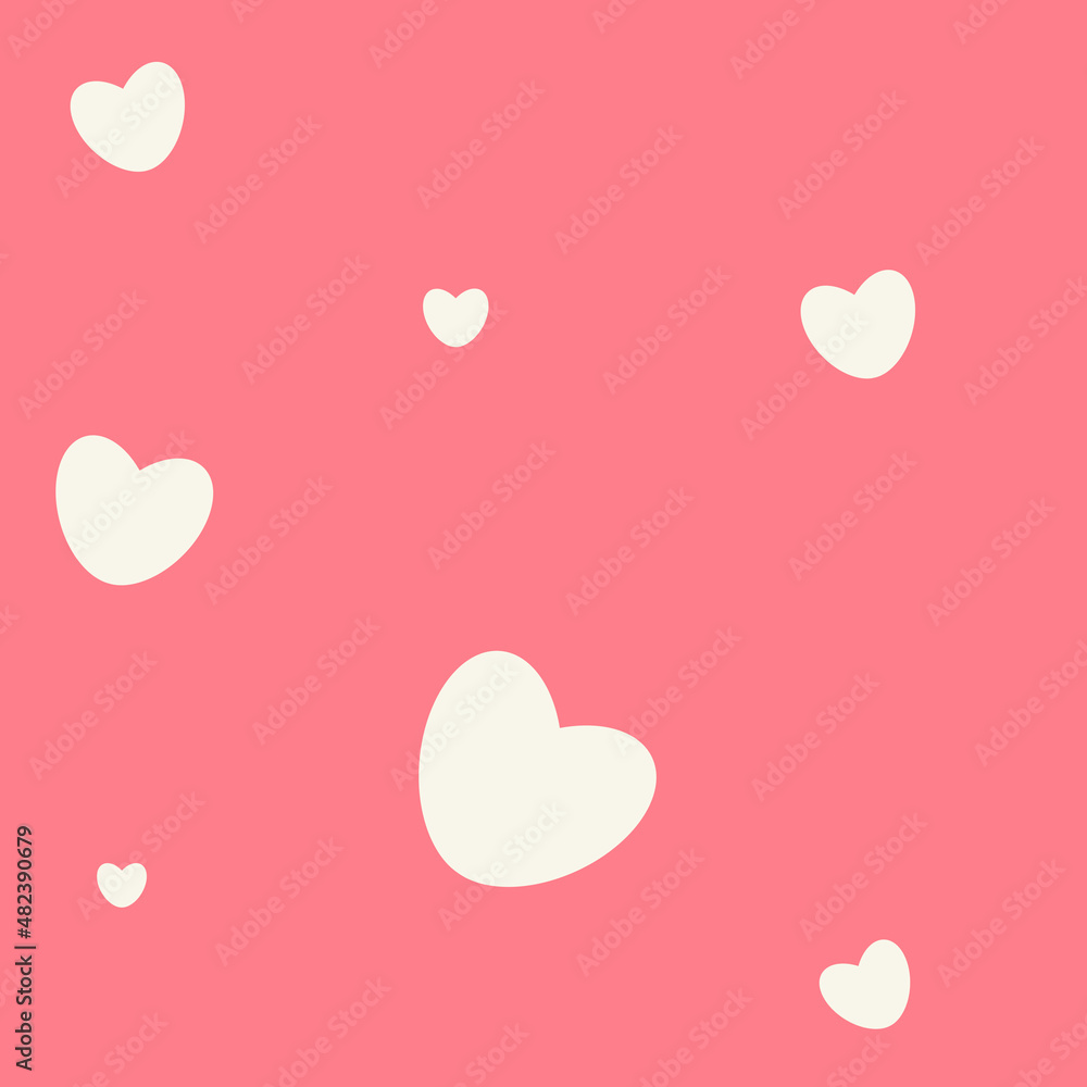 Pattern with hearts on a pink background