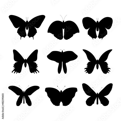 The icon of different types of butterflies is black on a white background.