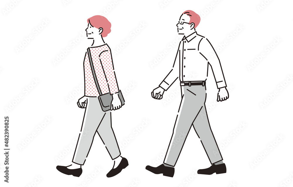 歩くシニア夫婦