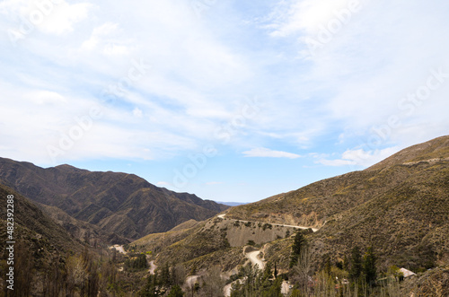 Mountain panorama with blue sky in Villavicencio, Mendoza, Argentina