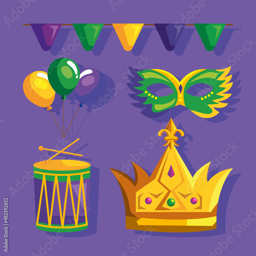 mardi gras five icons