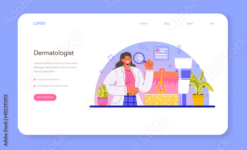 Dermatologist web banner or landing page. Dermatology, skin care specialist