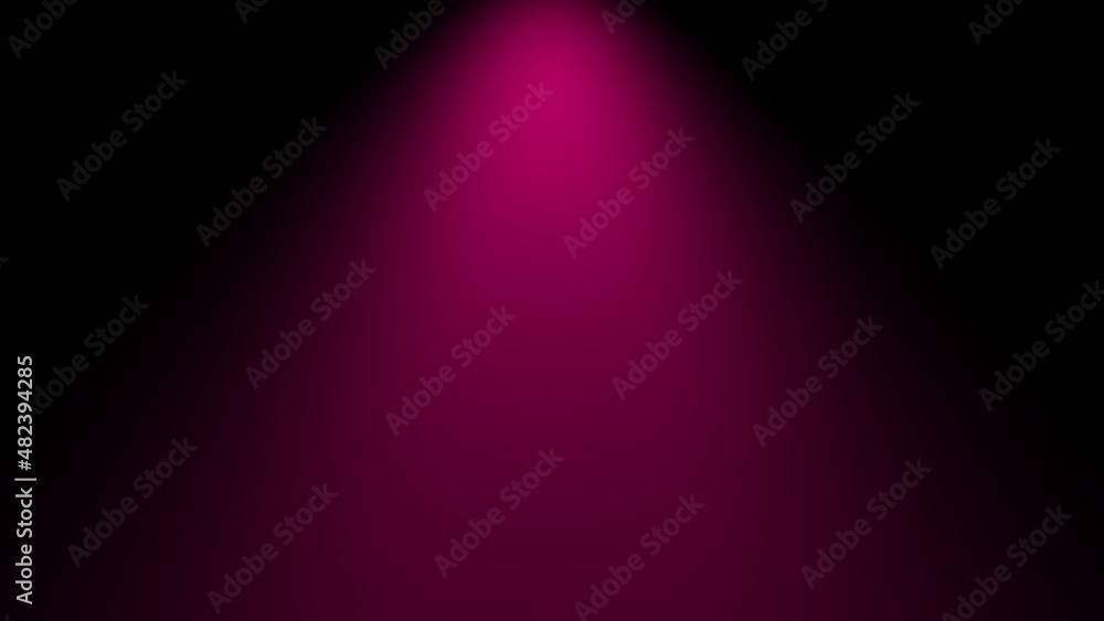 Empty black background with pink neon spotlight with copy space