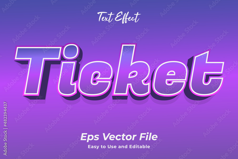 Ticket text effect. editable and easy to use. premium vector