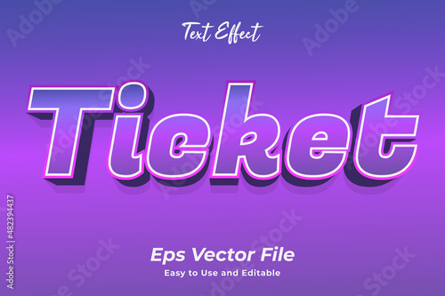 Ticket text effect. editable and easy to use. premium vector