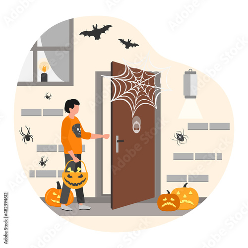 Halloween Boy Holiday Trick or treat Door Jack Bat