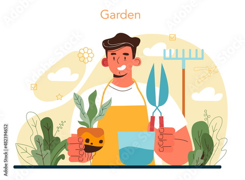 Gardener concept. Idea of horticultural or landscape designer.
