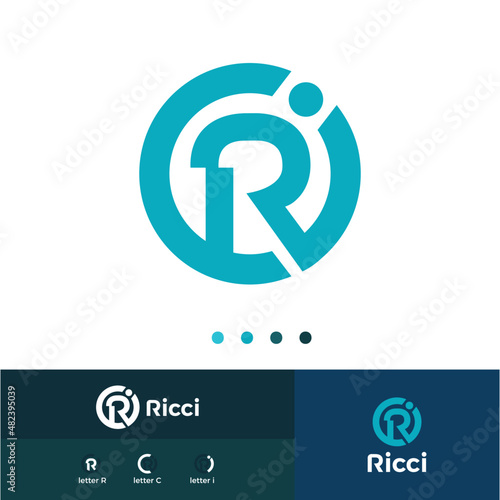 Letter R Logo Monogram. Initial RCI Logo Vector Design. Simple Initials Logo Identity