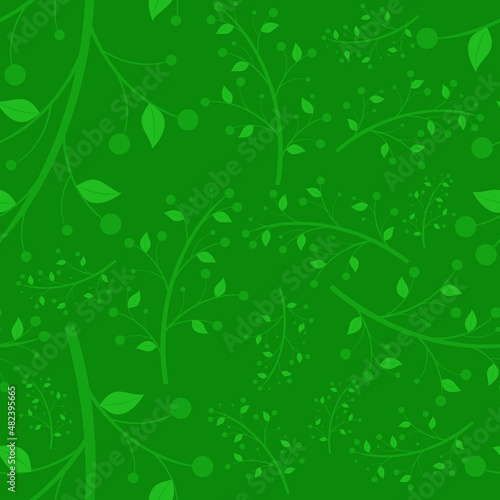Seamless Leaf Pattern - Abstract Green Plant Background Vector
