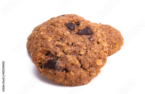 cookies with chocolate and nuts isolated