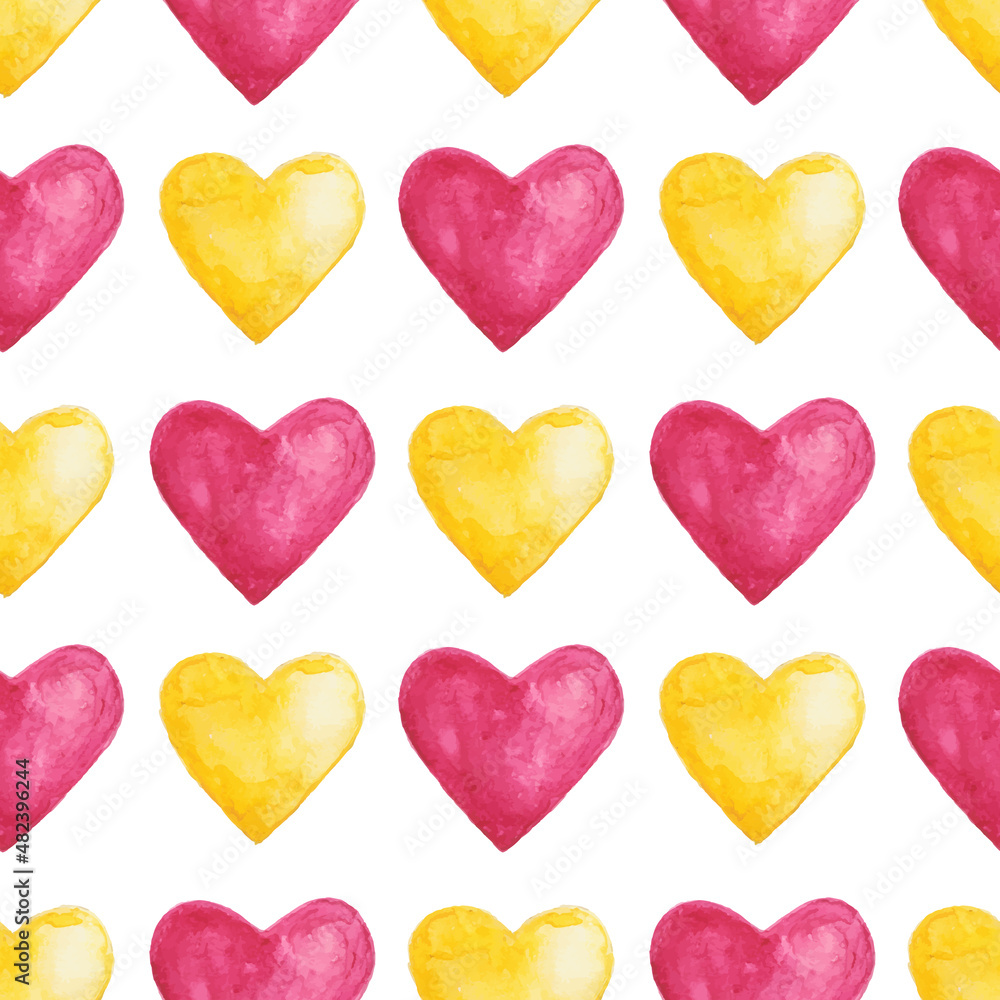 Watercolor hearts. Seamless pattern. Can be used for wallpaper, fill web page background, surface textures